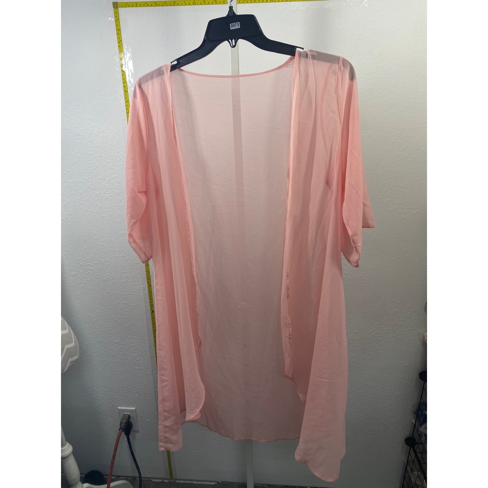 Unbranded Pink Sheer Chiffon Kimono Cardigan Open Front Cover Up Longline